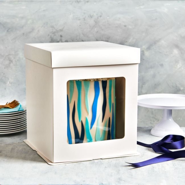 Tortenbox Hoch mit Fenster - 40.5 x 40.5 x 45.5cm - Weiss